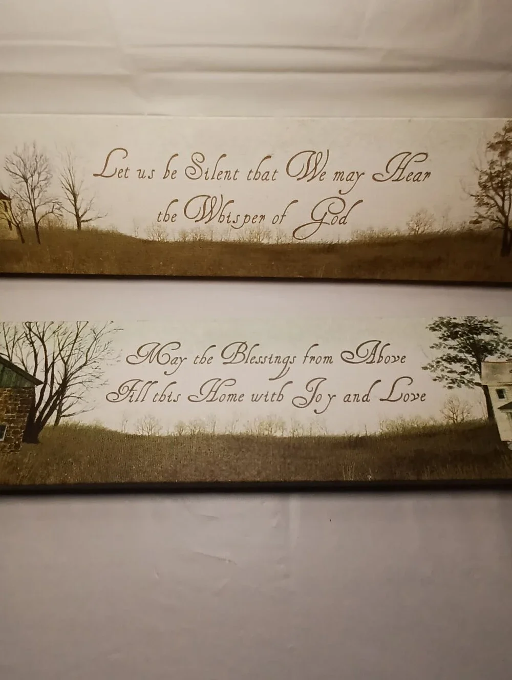 Rustic Home Wall Decor Set - Beige and Brown Inspirational Signs Quotes Blessing